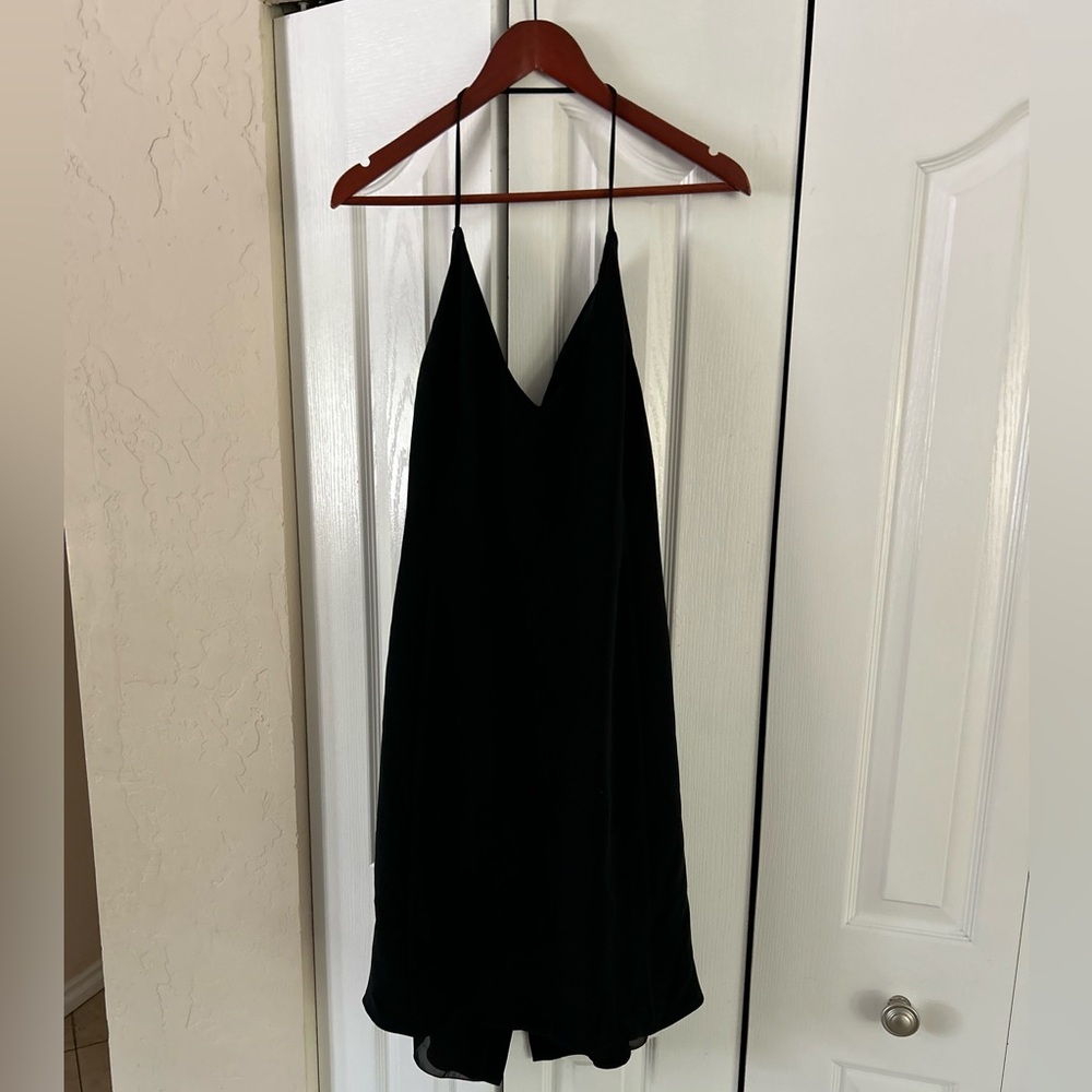 Armani Collezioni NWT 100% silk black cowl with halter strap neck cocktail dress